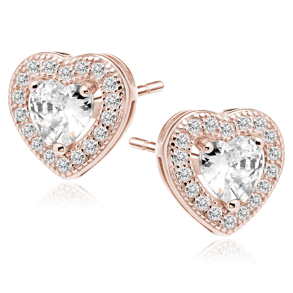 Cercei argint placati cu aur roz inima cu pietre DiAmanti Z0760ERG_W-DIA Cercei argint placati cu aur roz inima cu pietre DiAmanti Z0760ERG_W-DIA